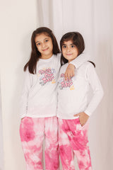 Girls Full Sleeve Pink Tie & Dye Super Cool Co-Ord Set