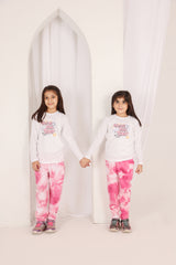 Girls Full Sleeve Pink Tie & Dye Super Cool Co-Ord Set