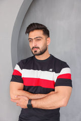 Cut and Sew Stripes T-Shirt